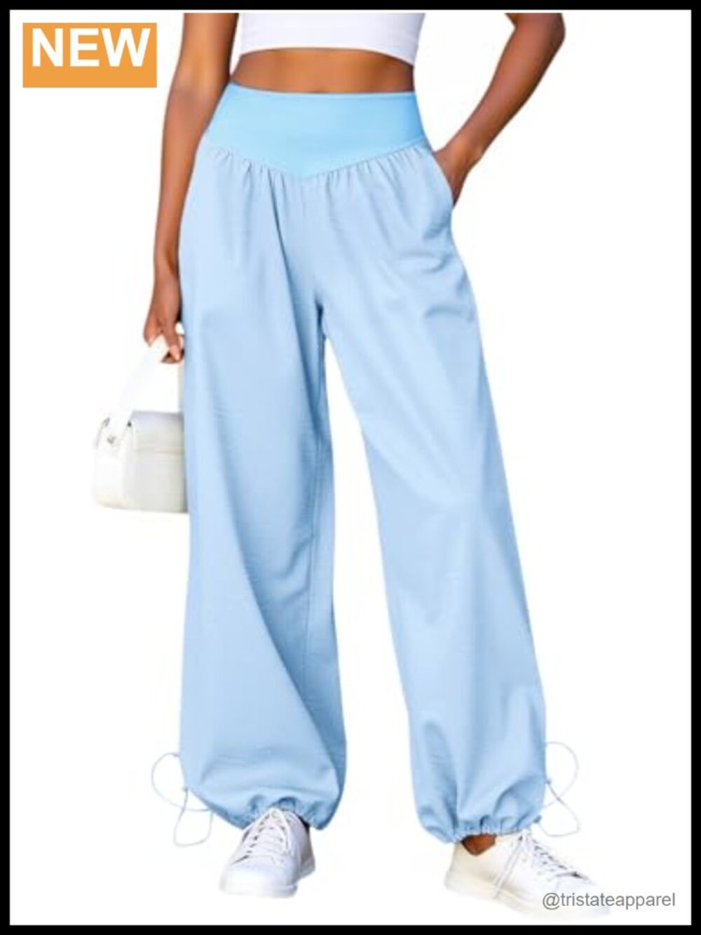 Wide Leg High Waist Drawstring Cuffs Lounge Pants with Pockets
